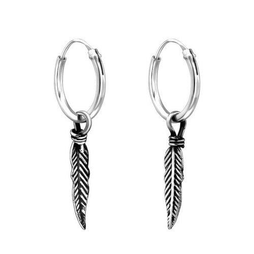 Hanging Feather Hoop Earrings – J&CO Jewellery
