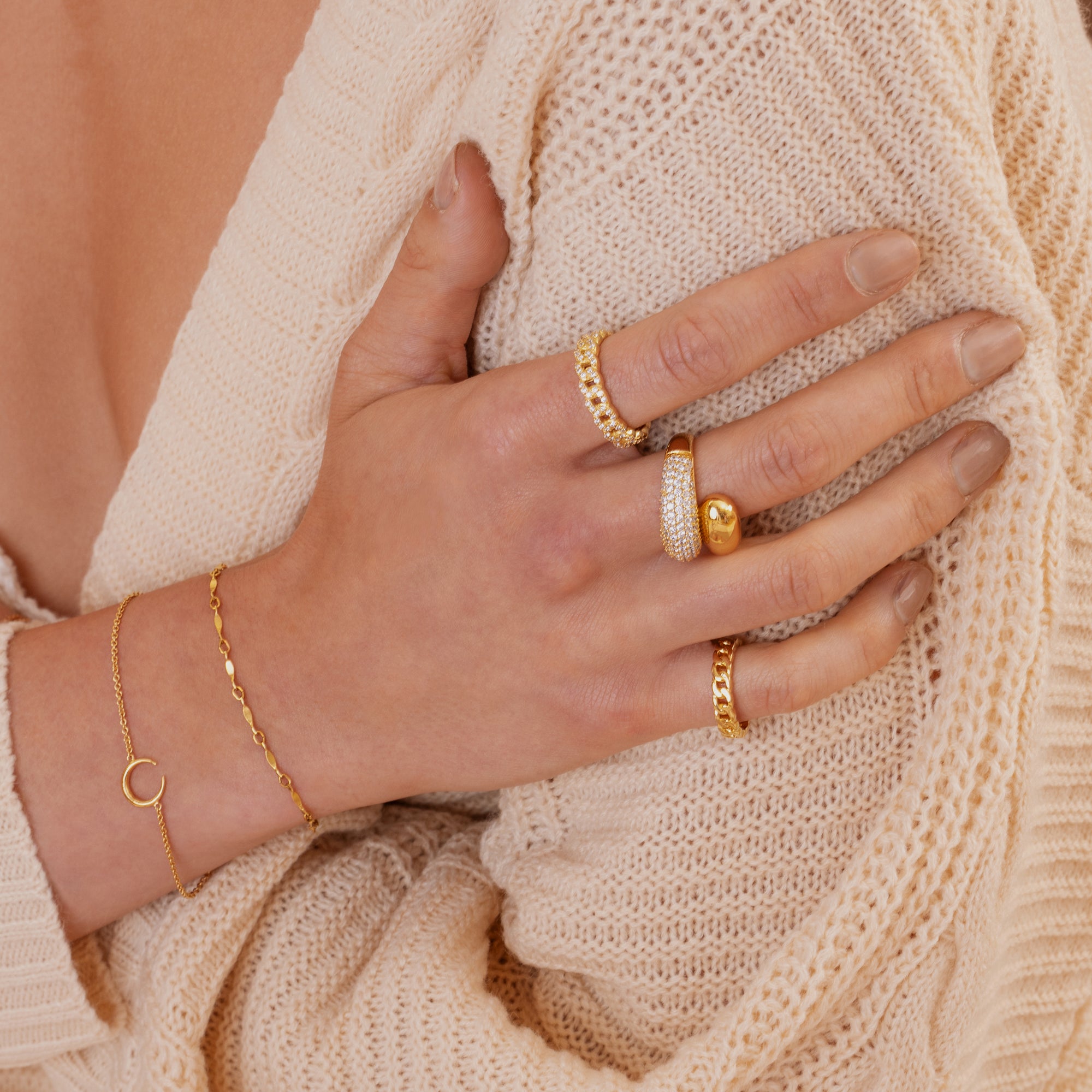 Pave Twin Dome Ring Goud