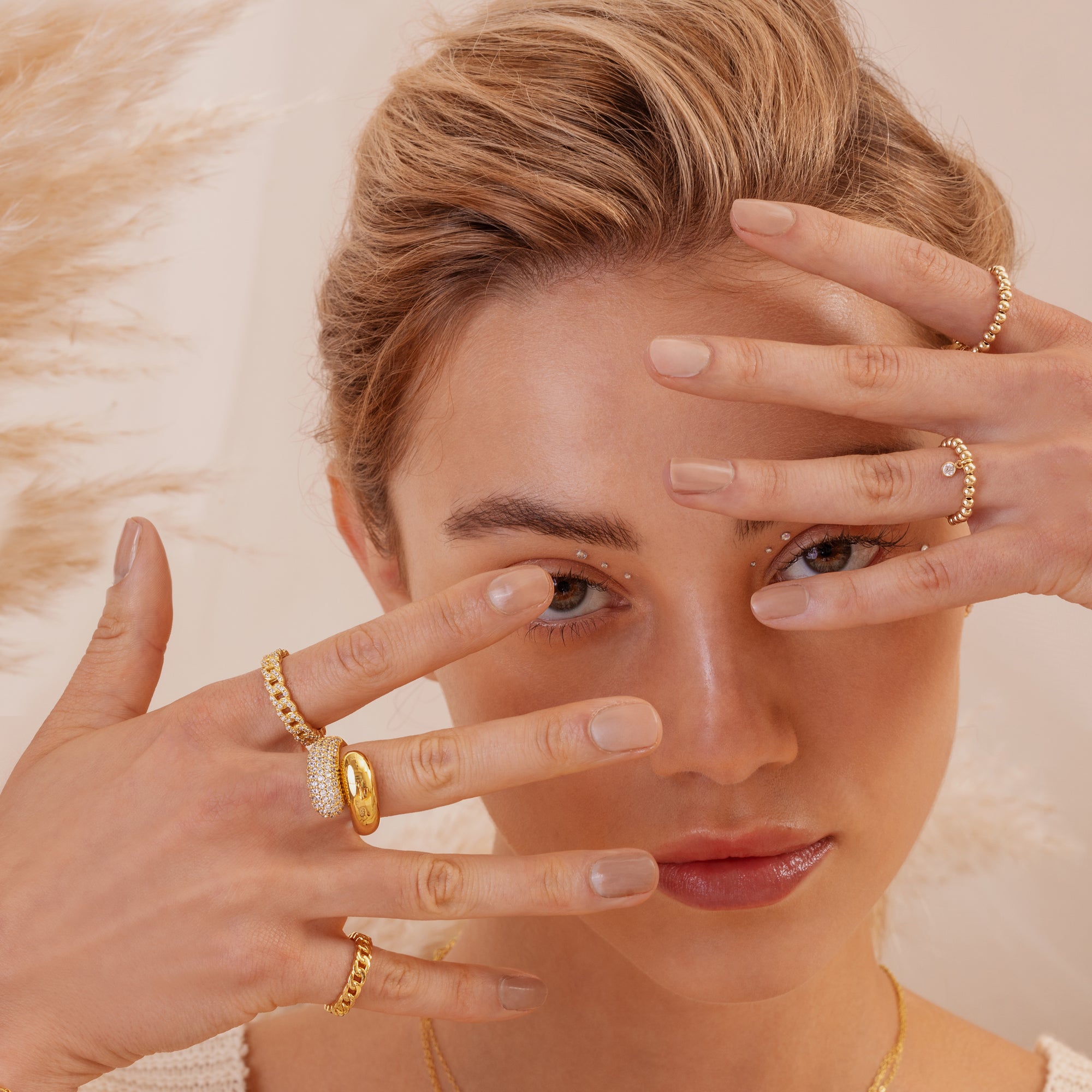 Pave Twin Dome Ring Goud