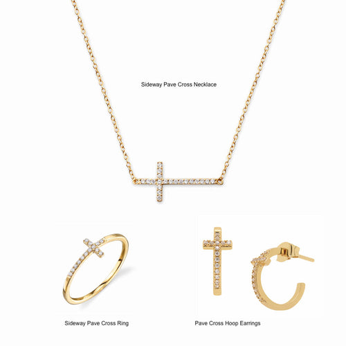 Sideway Pave Cross Ring
