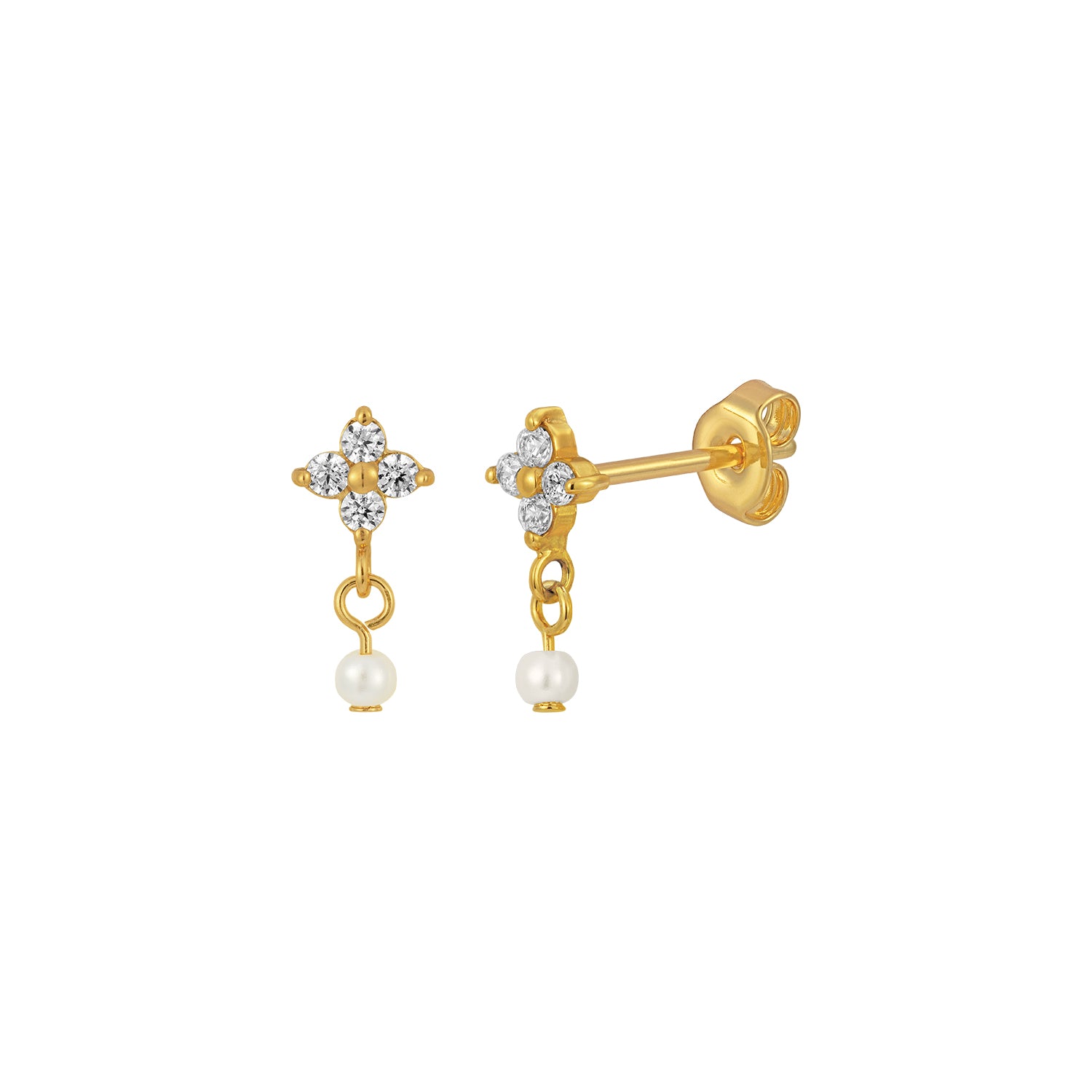 J&CO Jewellery Sparkle Blossom Dangle Earring Gold