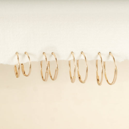 14K Solid Gold Mini Sleeper Hoop 8mm