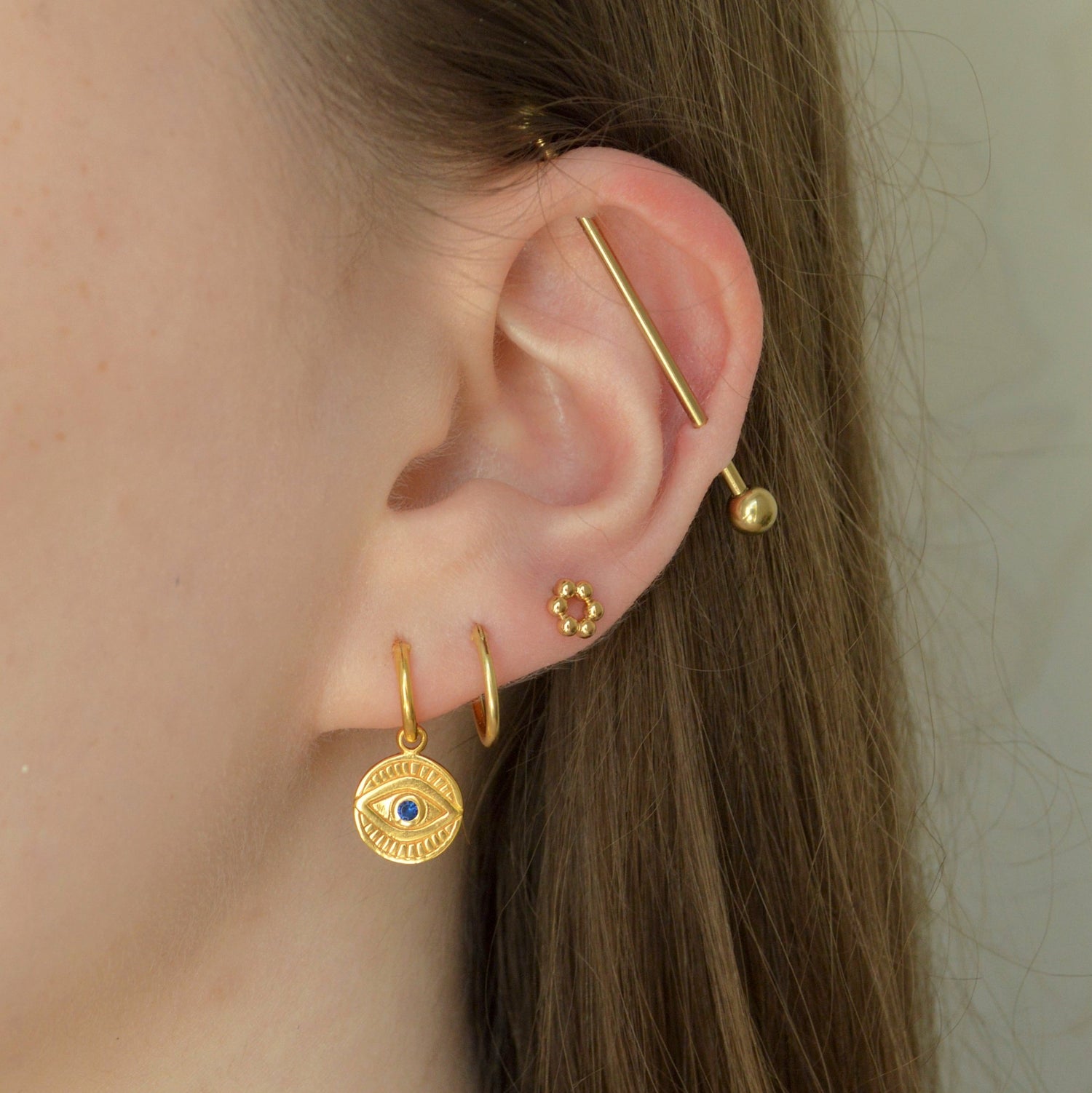 Mid Hoop Earrings in Gold Colour Round Thick Golden Hoops 