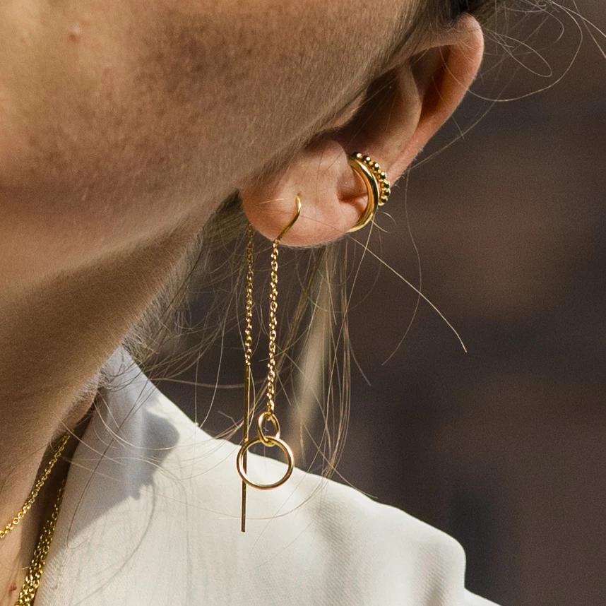 J&CO Jewellery Box Chain Threader Earrings Silver