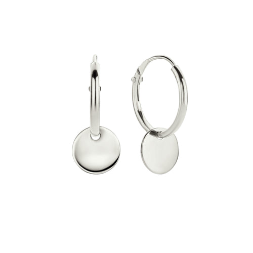 J&CO Jewellery Mini Disc Hoop Earrings Silver