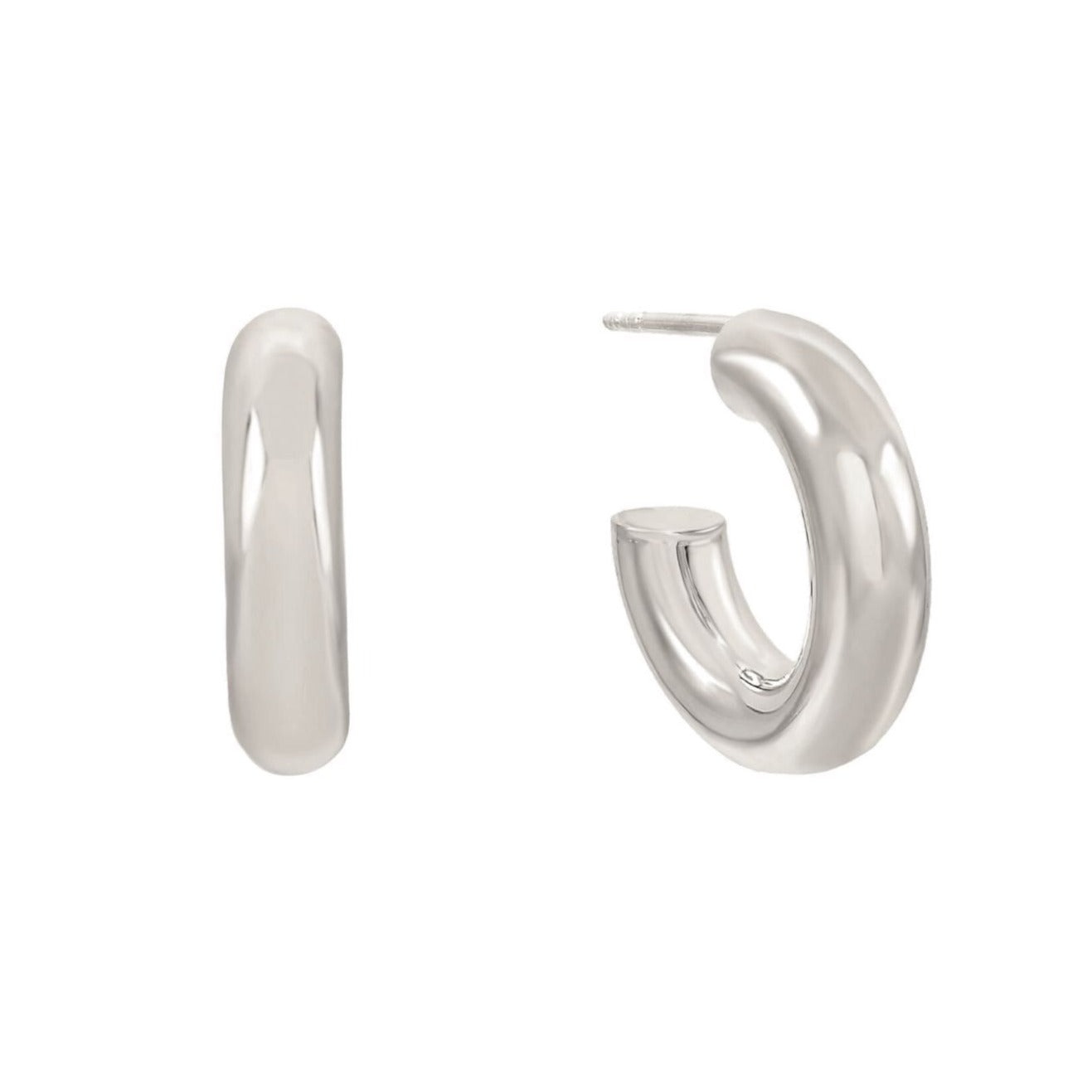Thick Twist Hoops, Small Bold Hoop Earrings, Statement Silver Hoops Sterling Silver / 20mm