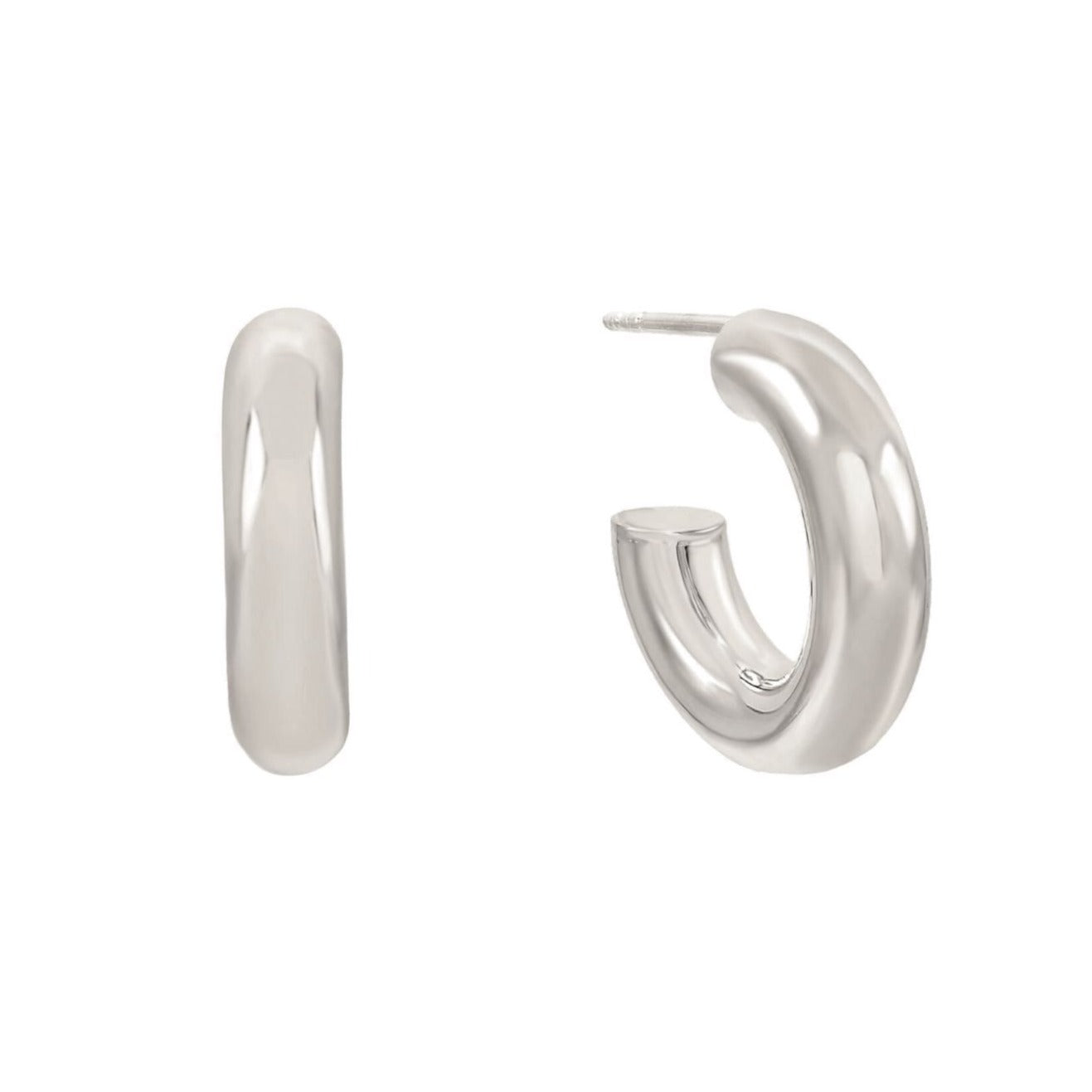 Thick Sterling Silver Hoop Earrings Gift for Her Chunky C 