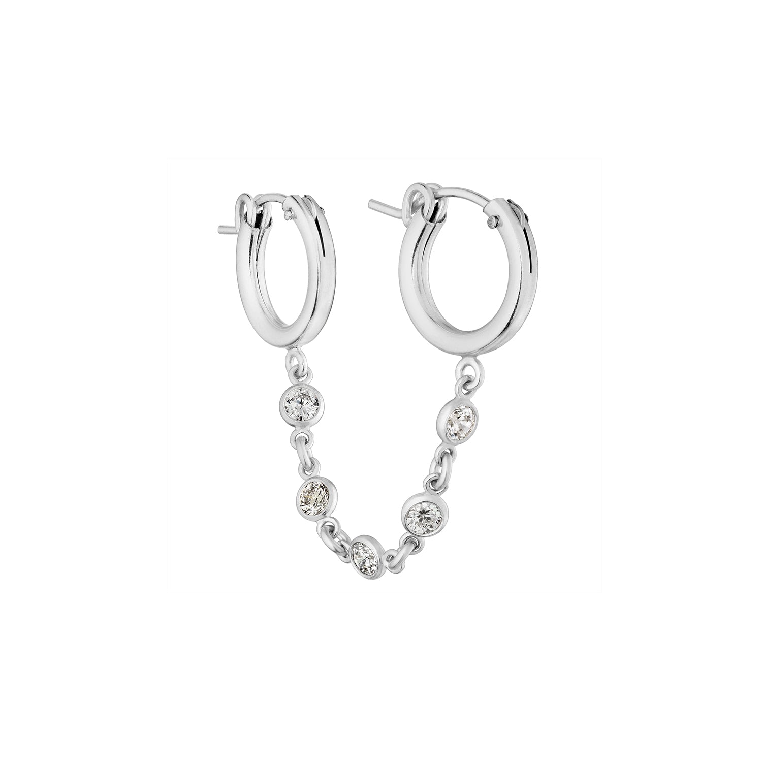 Ear Cuff With Chain Earrings Minimalist Chain Diamond Hoops 