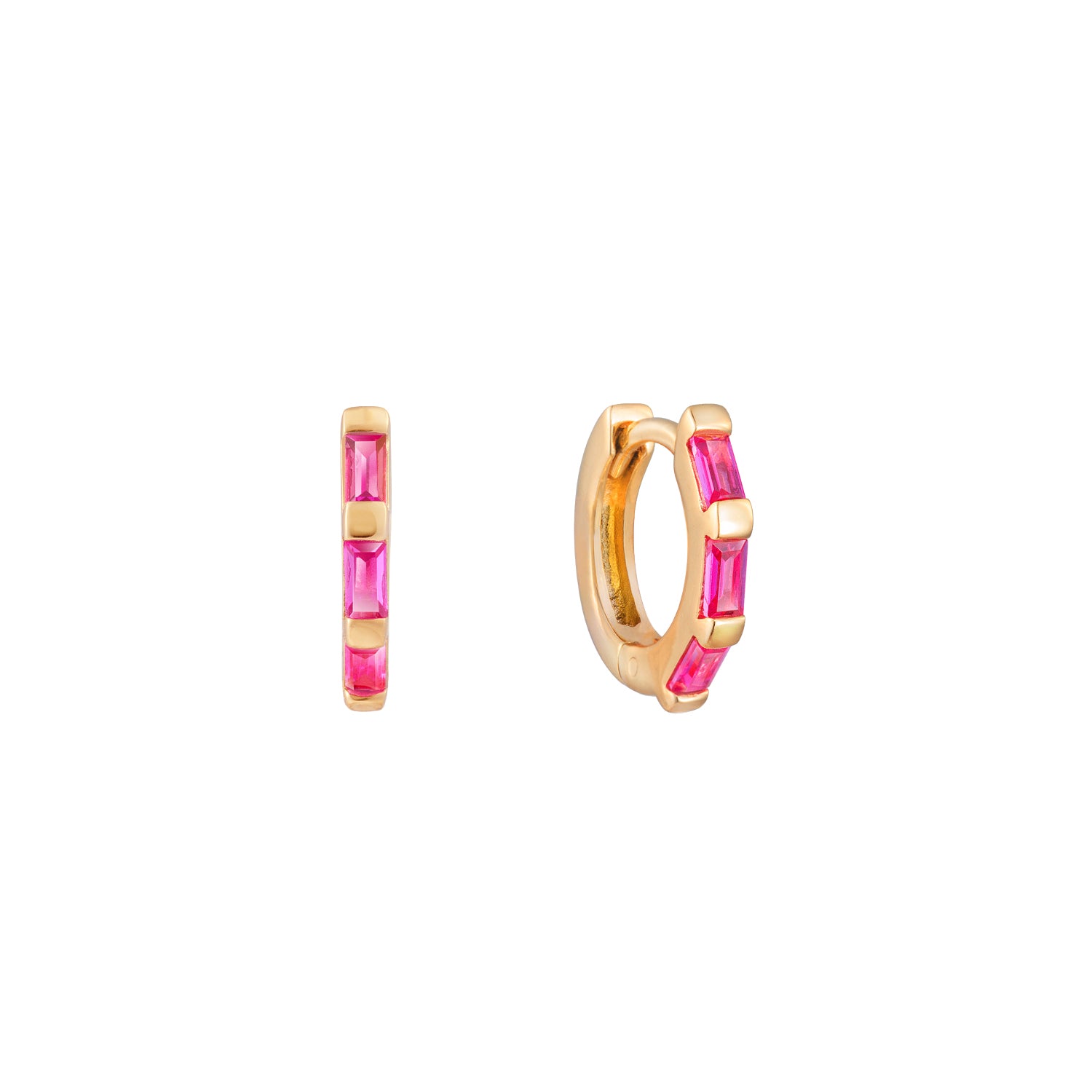 Ruby Baguette Huggie Earrings – J&CO Jewellery