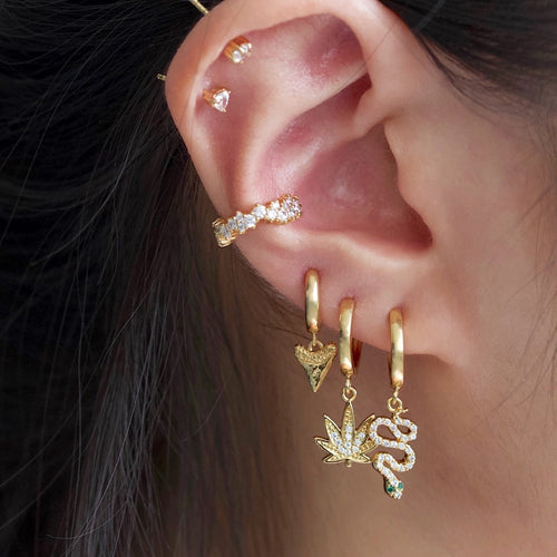 Sparkly Sweet Leaf Hoop Earrings