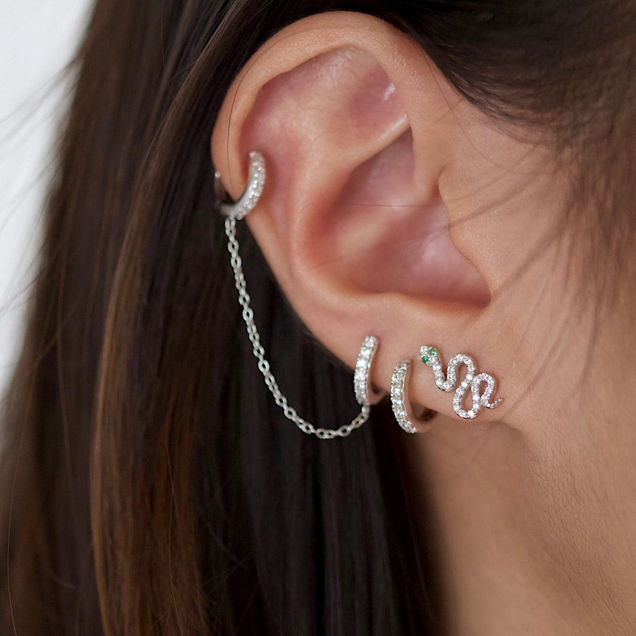 J&CO Jewellery Sparkly Snake Stud Earrings Gold