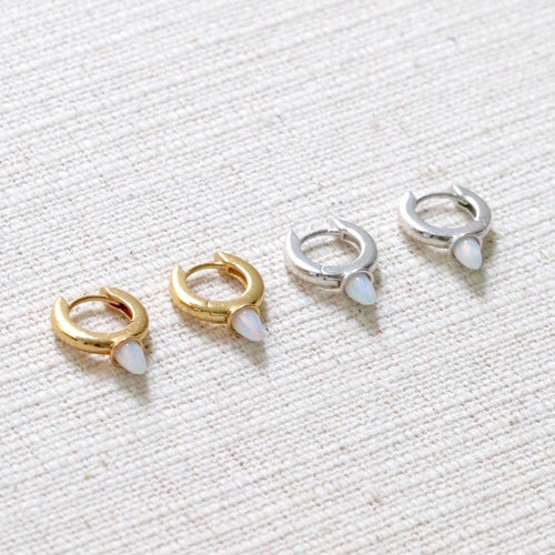 Opal Bullet Huggie Earrings