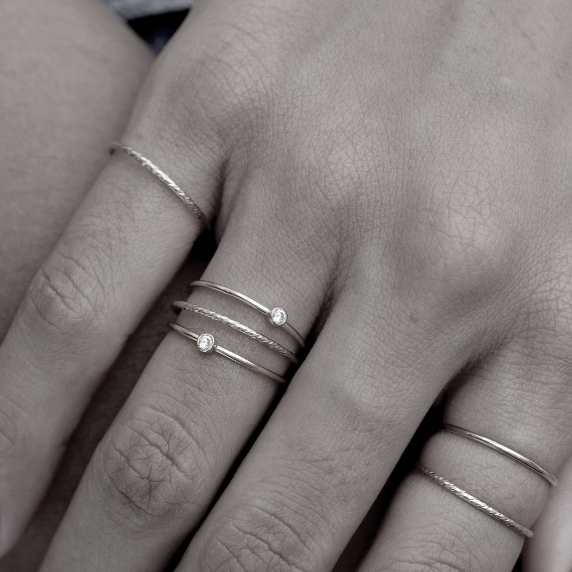 Mini -Lünette Ring Silber