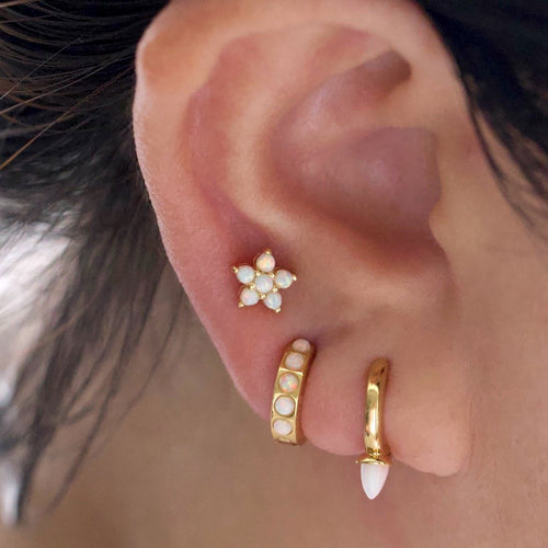 Opal Bullet Huggie Earrings