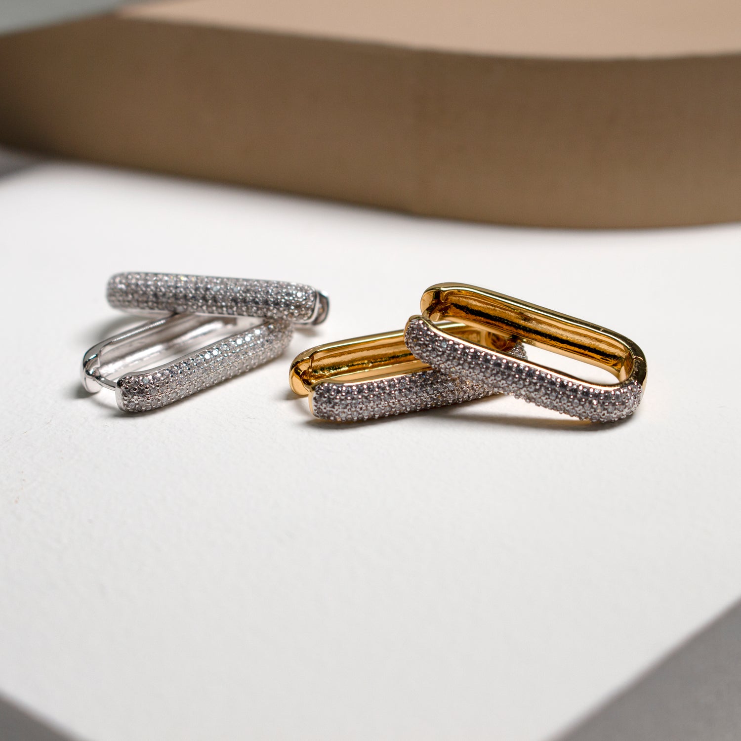 Pavé Bold Link Hoop Earrings J&CO Jewellery