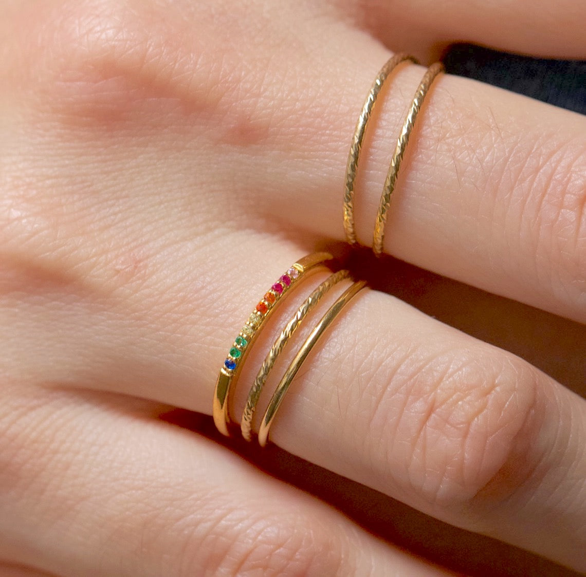 Rainbow Stacker Ring 925 Silver Rainbow Ring Dainty Rings -  Sweden