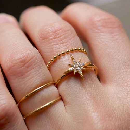 Baby Ball Chain Ring Gold