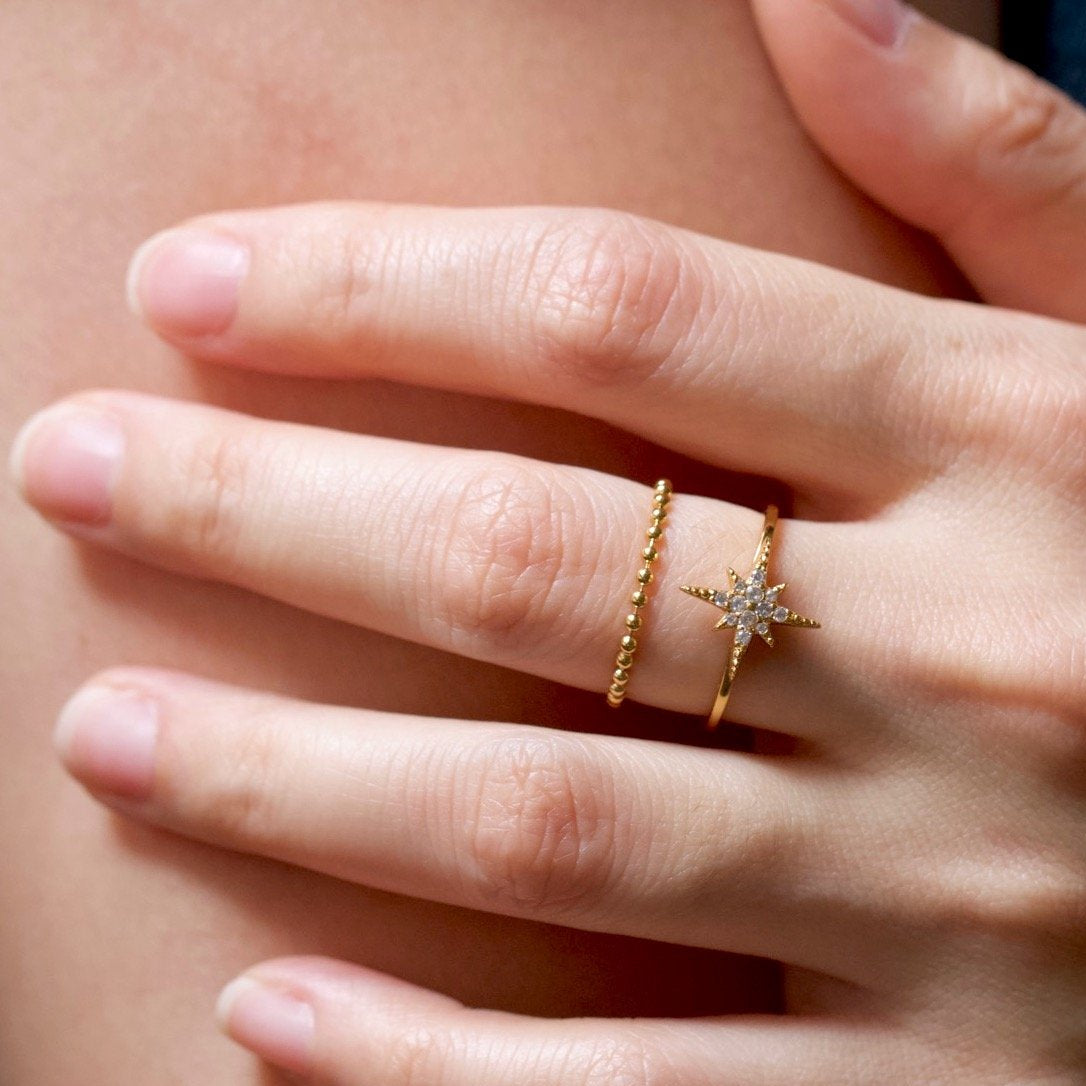 Baby Ball Chain Ring Gold