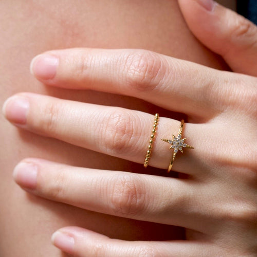 Baby Ball Chain Ring Gold