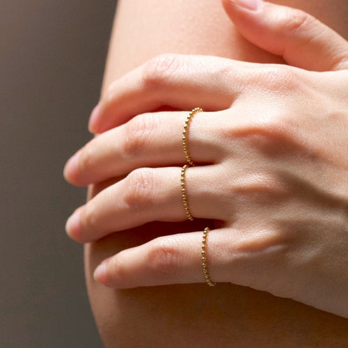 Baby Ball Chain Ring Gold