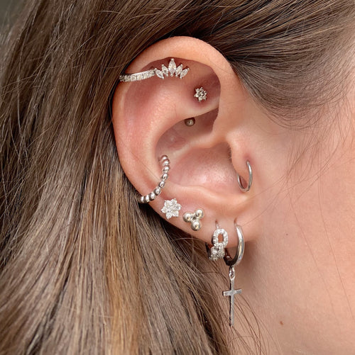 Cross Dangle Hoop Earrings
