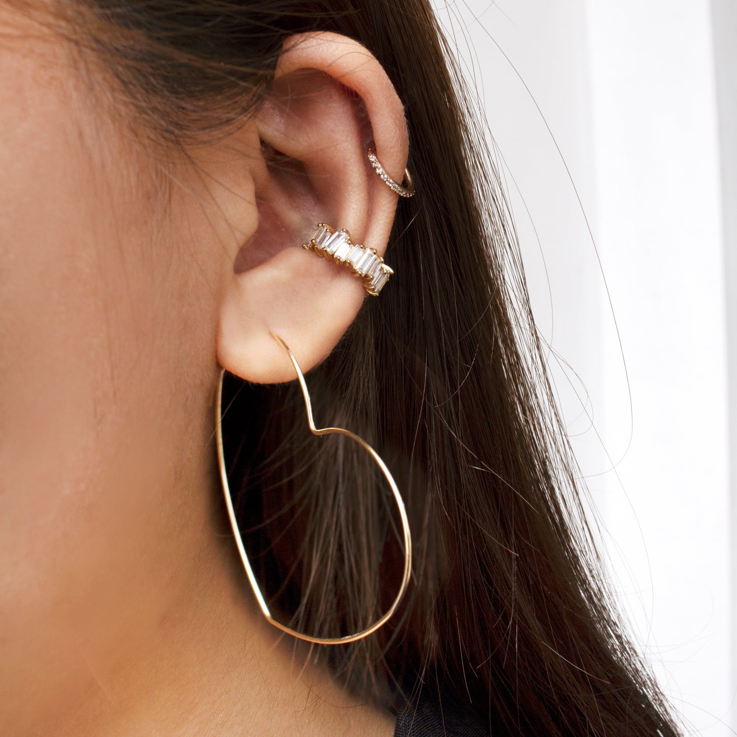 BIG 7cm HEART BAMBOO EARRINGS large metal hoops GOLD FASHION HOOP RETRO  HEARTS  eBay