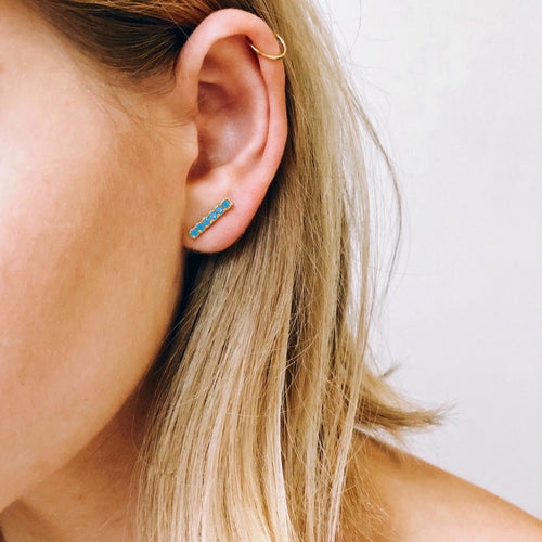 Turquoise Bar Stud Earrings