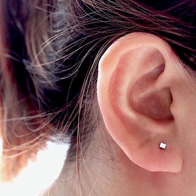 Cube stud best sale earrings