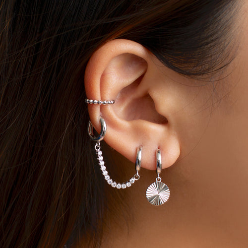 Sunbeam Disc Hoop Earrings