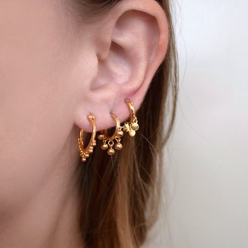 Shaker Disc Huggie Earrings