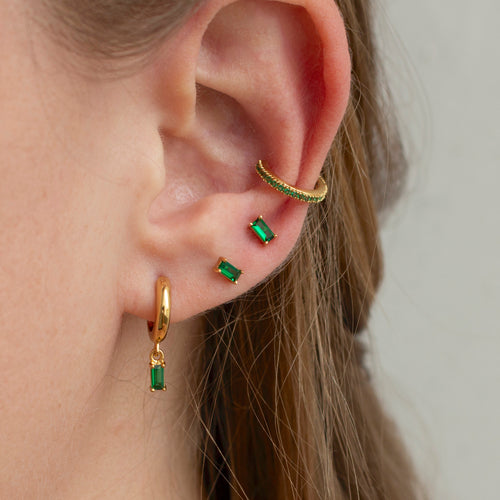Emerald baguette stud earrings Clearance
