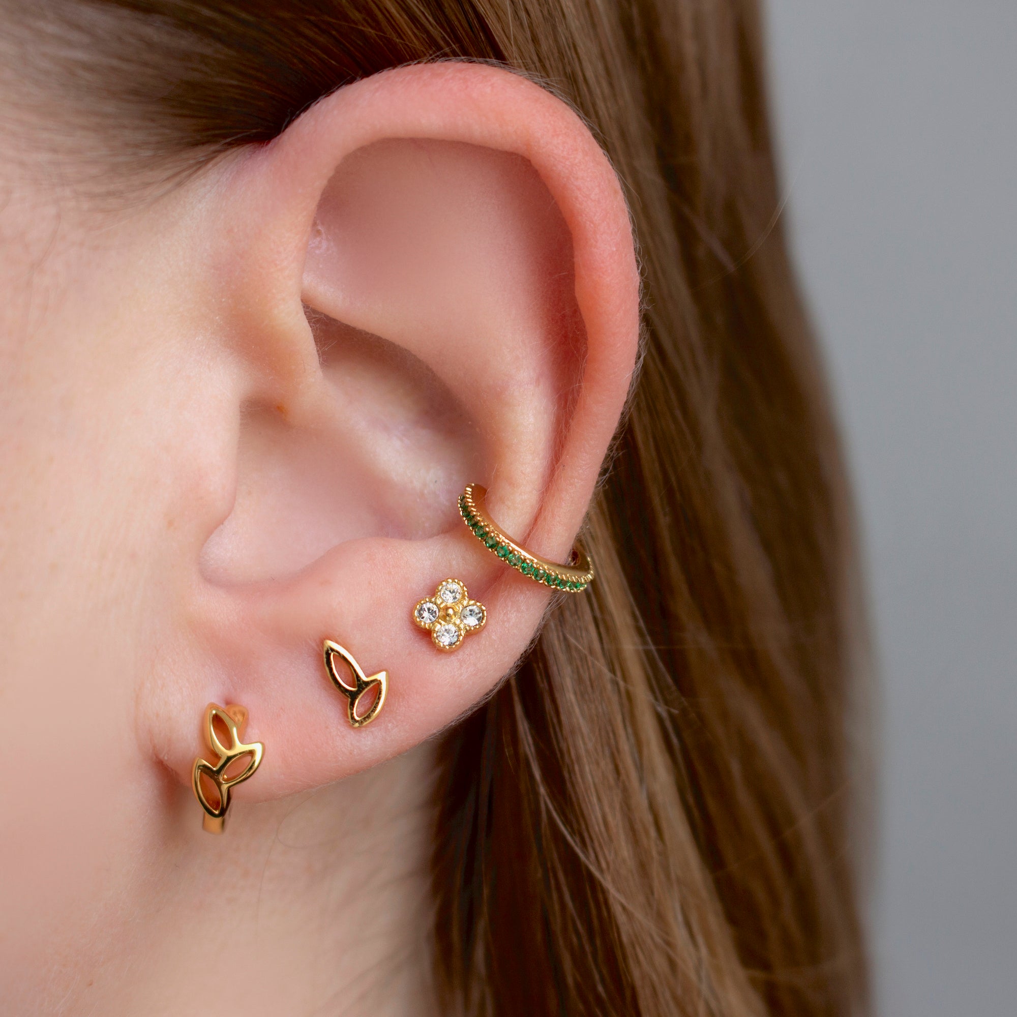 Cut-Out Leaf Hoop Earrings