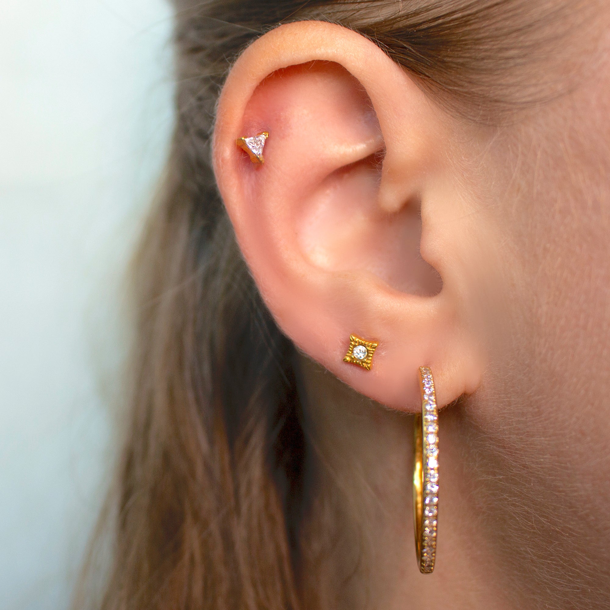 Vintage CZ Rhombus Juvelbesat Mikro Barbell