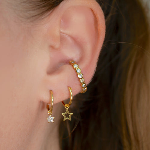 Bezel Suspender Stud Earrings