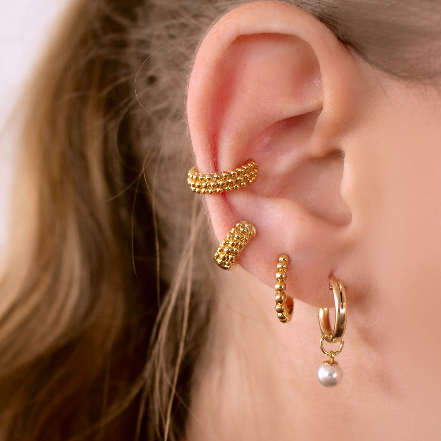 Sterling Silver Gold Plated Wave Double Hoop Stud Earrings B, Orin  Jewelers