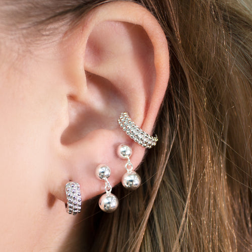 Encrusted Ball Studded Hoop Earrings