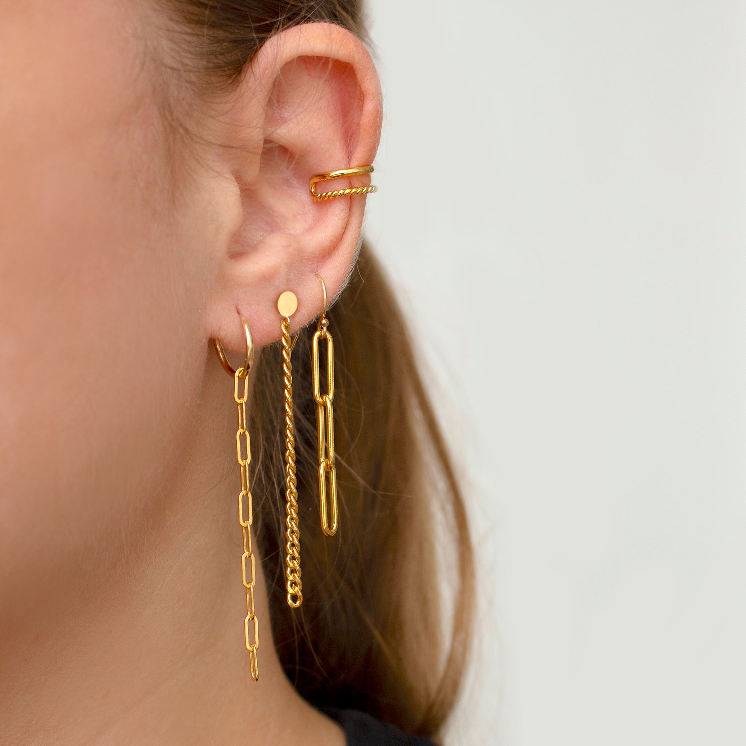 CURB CHAINED TOGETHER EARRINGS