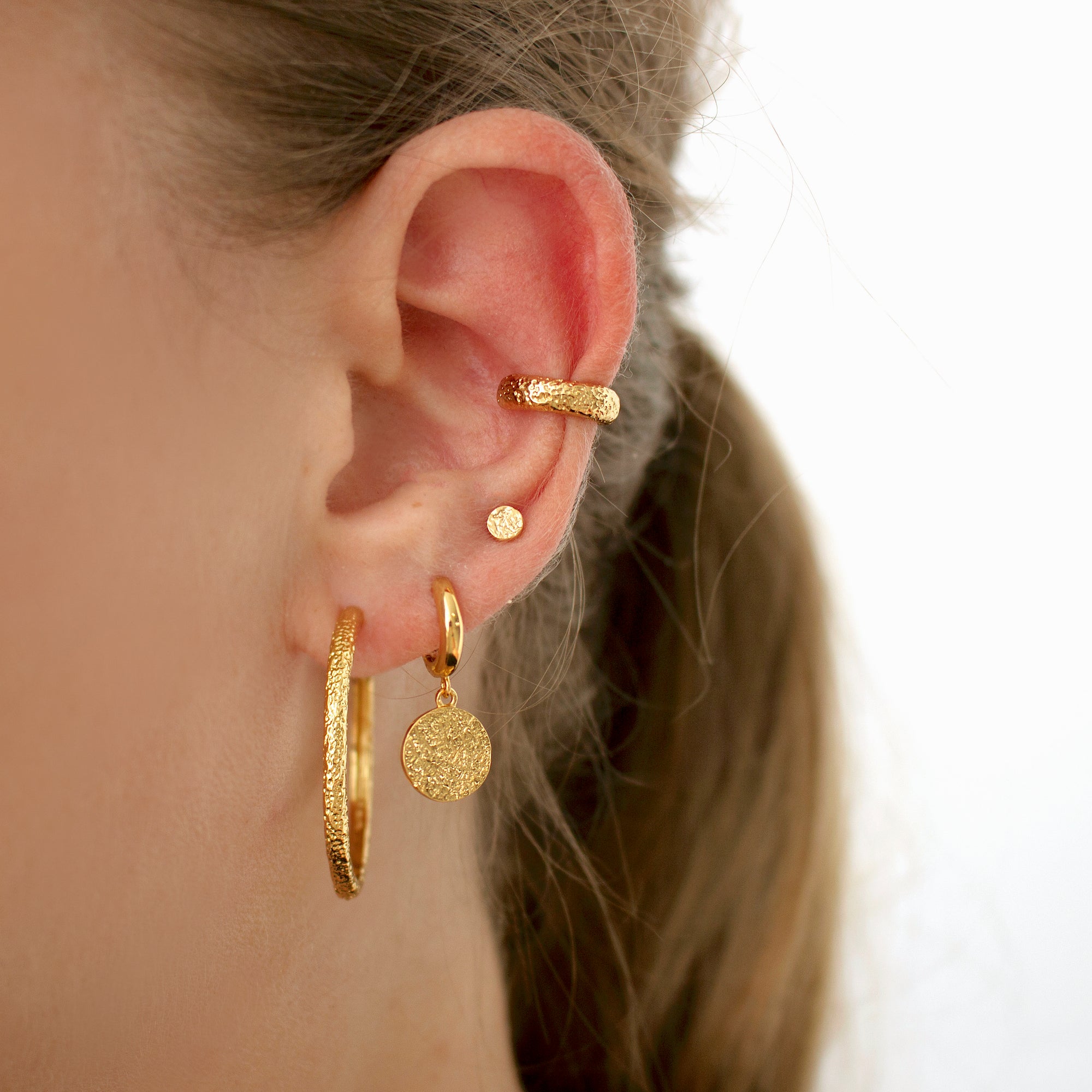 Vintage Mini Disc Hoop Earrings