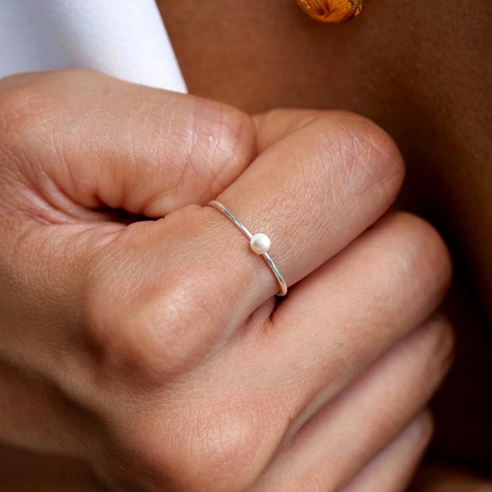 Anello Mini Pearl Argento