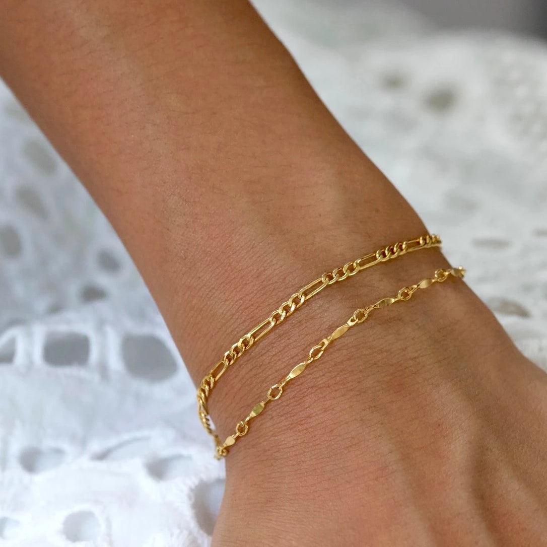 Figaro Chain Bracelet Gold Link Chain Bracelet Layering 