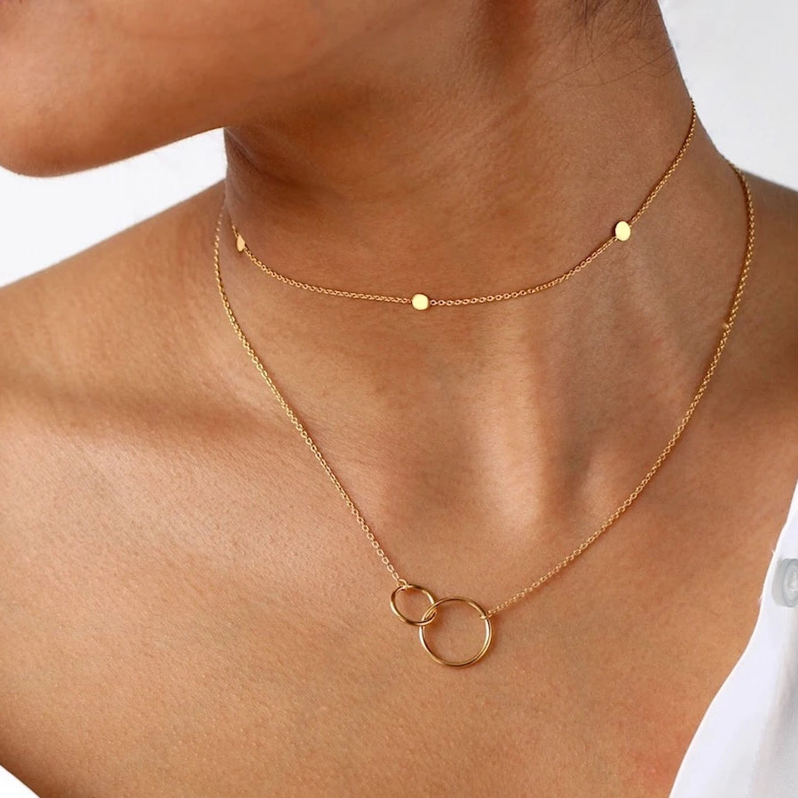 V Letter Pendant Collar Necklace 18K Rose Gold Link India