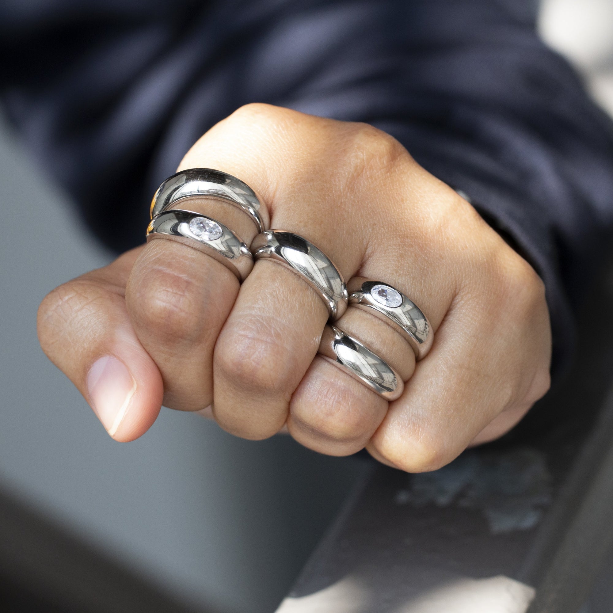 Pierścionek z kopułą Marquise srebrny