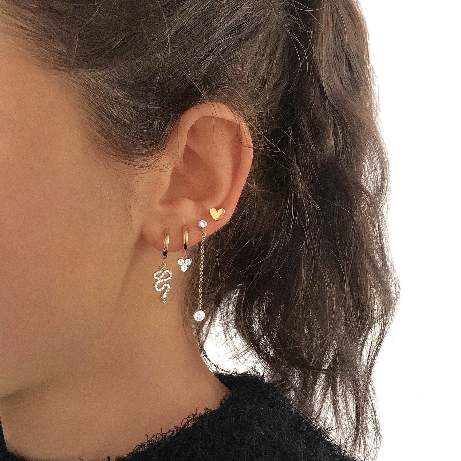J&CO Jewellery Little Bezel Drop Earrings Gold