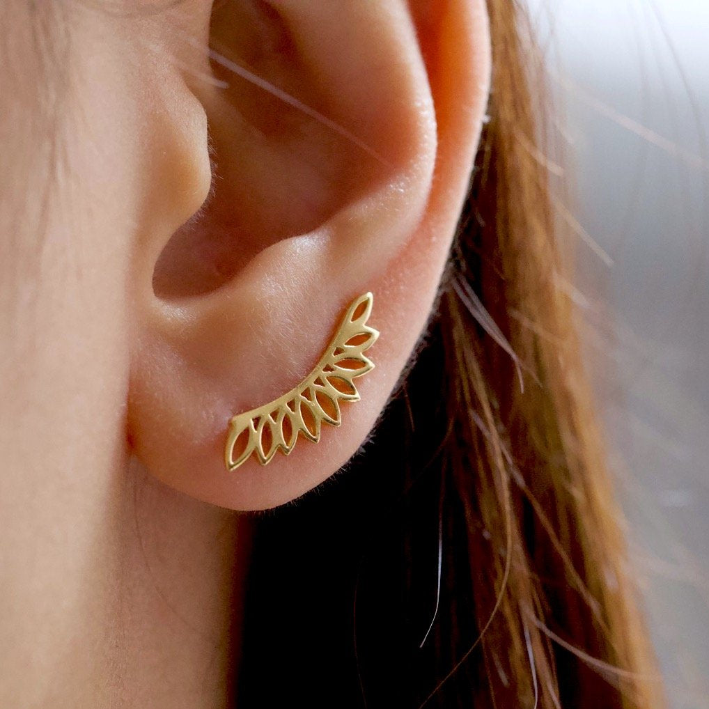 Leaf ear climber earrings deals