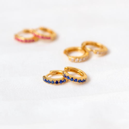 Sapphire Pave Huggie Hoop Earrings