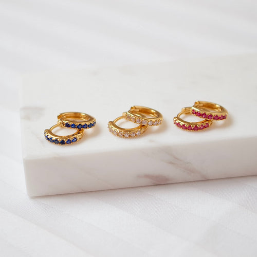 Sapphire Pave Huggie Hoop Earrings