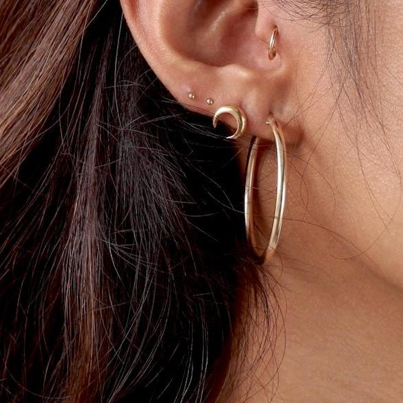 VegNonVeg - ROUND HOOP EARRINGS- BIG 'SILVER' - VegNonVeg