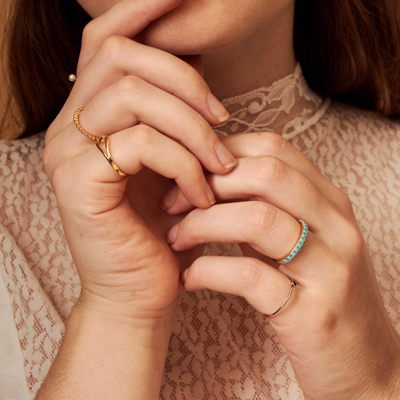 泡泡人字形球環金色