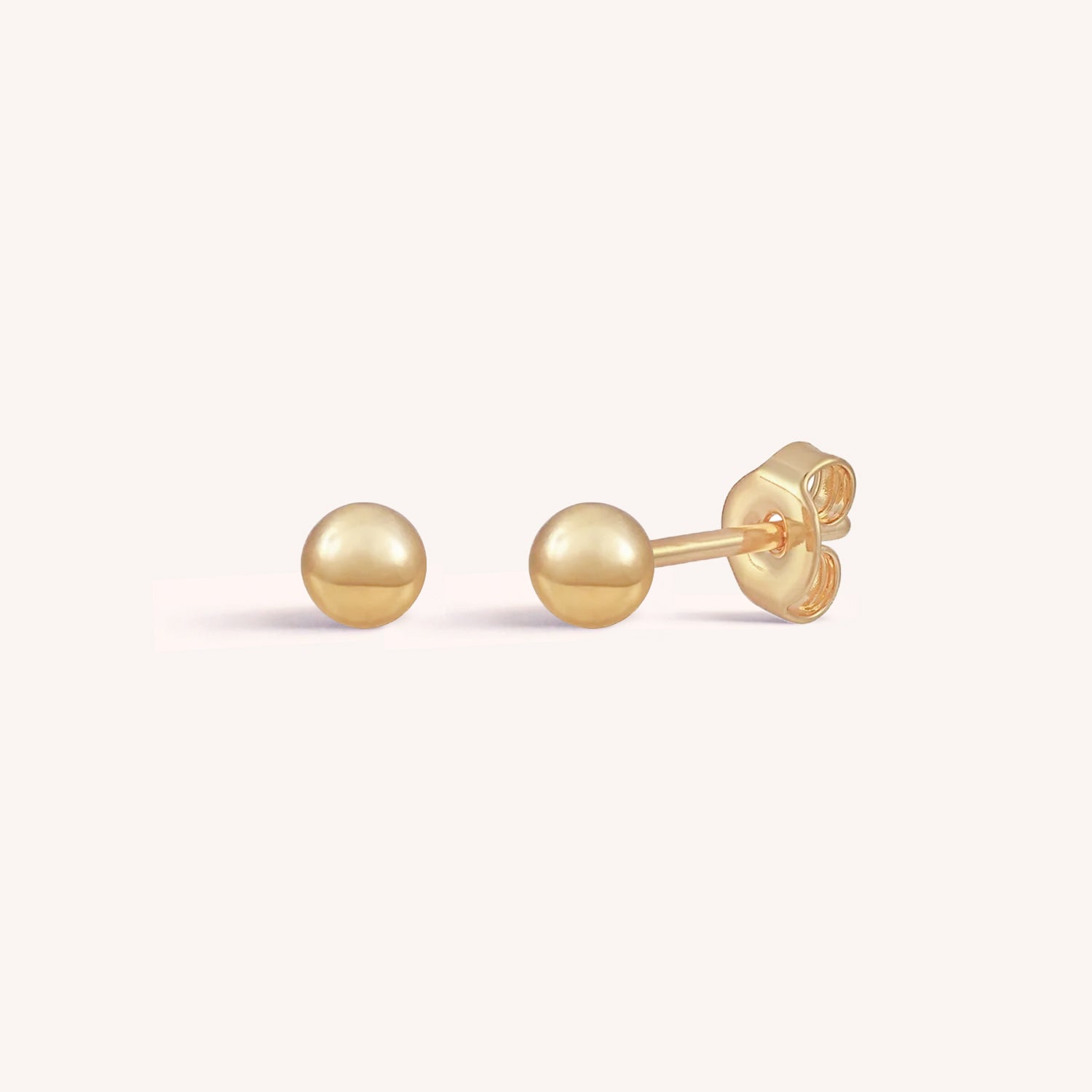 14K Solid Gold Clover Stud Earrings Thin Earrings 