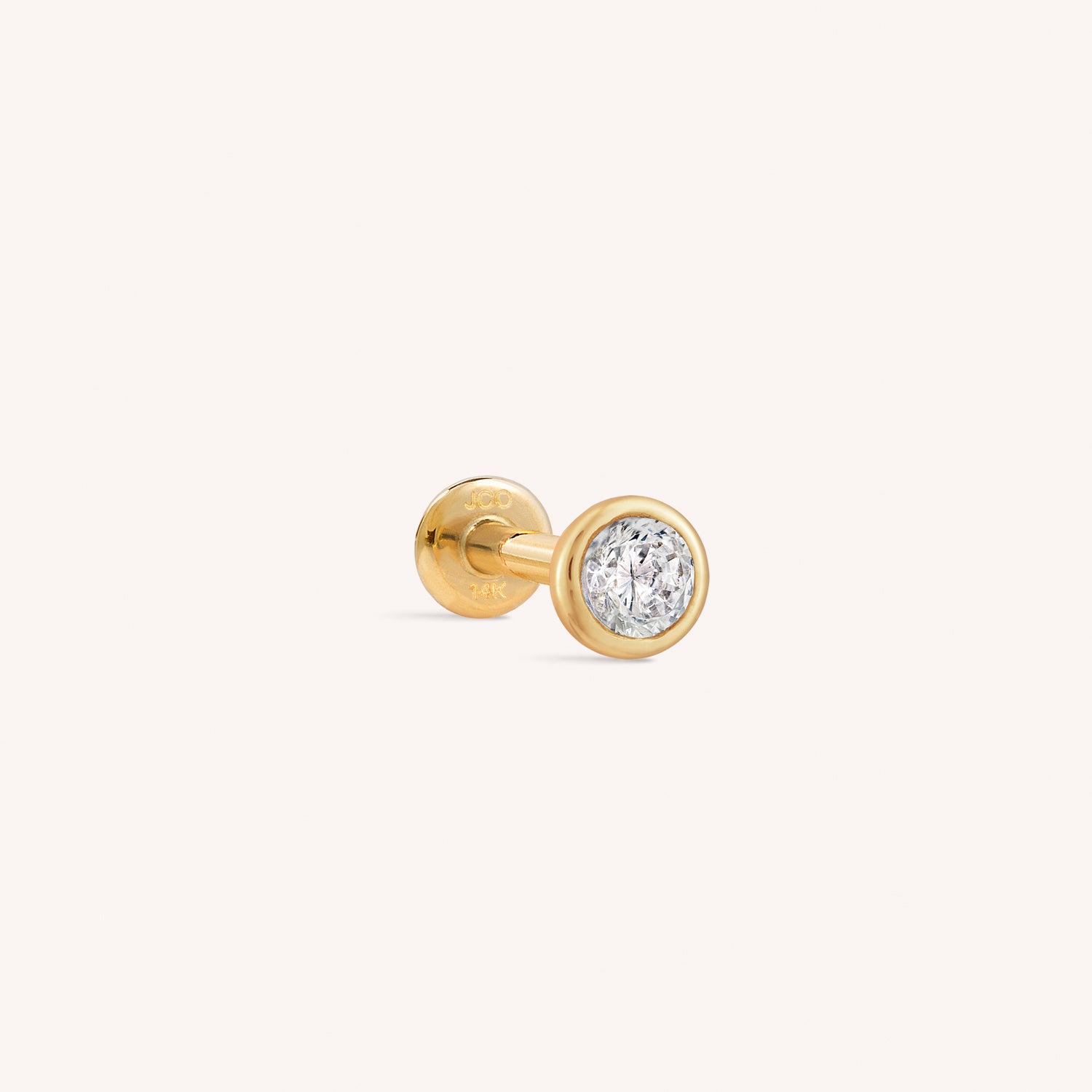 14K Solid Gold Mini Bezel Threaded Labret Earring 2.5mm – J&CO Jewellery
